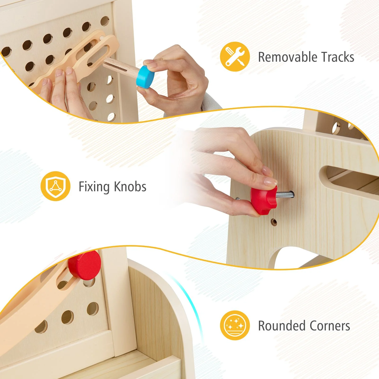 2-in-1 Easel for Kids Wooden Art Easel with Magnetic Whiteboard and Marble Run - Image 8