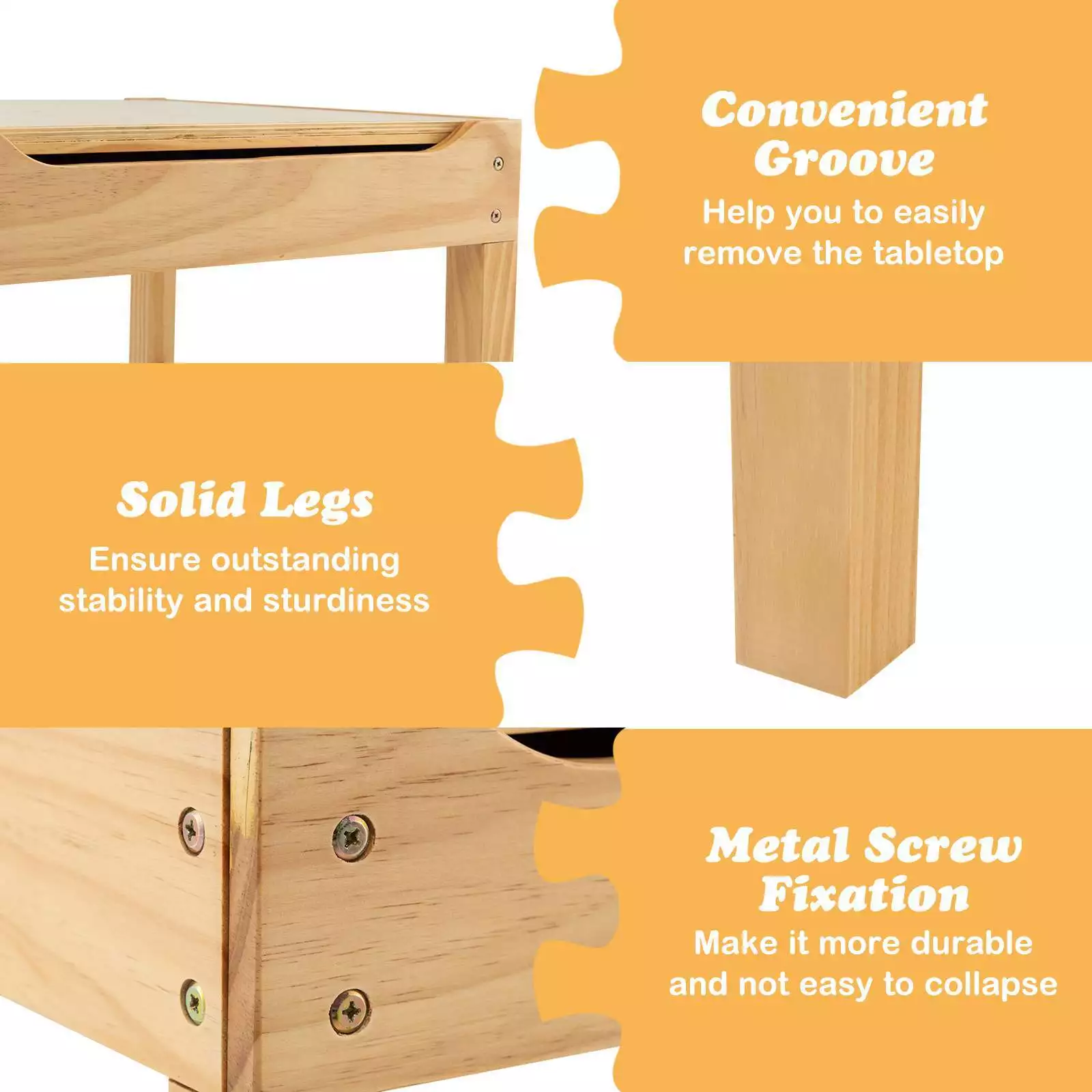 2-in-1 Kids Activity Table Wooden Play Desk w/Reversible Tabletop & Paper Roll - Image 6