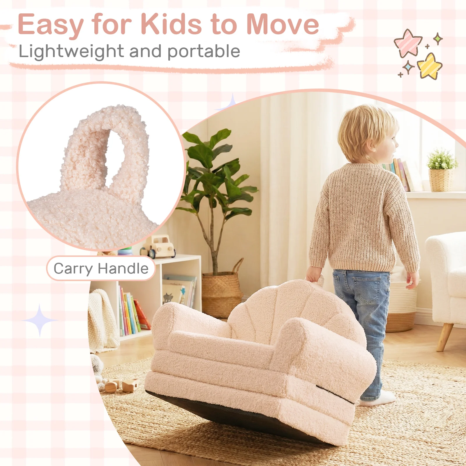 2-in-1 Kids Flip Out Sofa with Soft Fabric Cover for Playroom - Image 6
