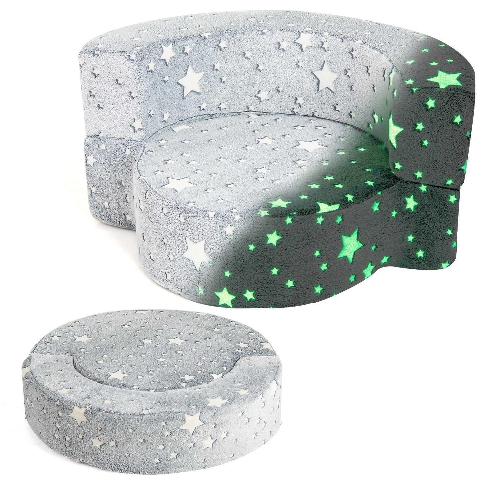 2-in-1 Toddler Chair, Glow in the Dark Kids Couch with Removable & Washable Cover, Plush Reading Chair for Children - Image 10