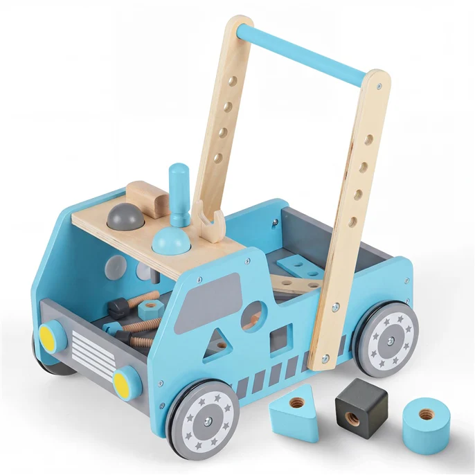 2-in-1 Wooden Baby Walker Toddler Montessori Push and Pull Walker w/Tool Kit Toy - Image 10