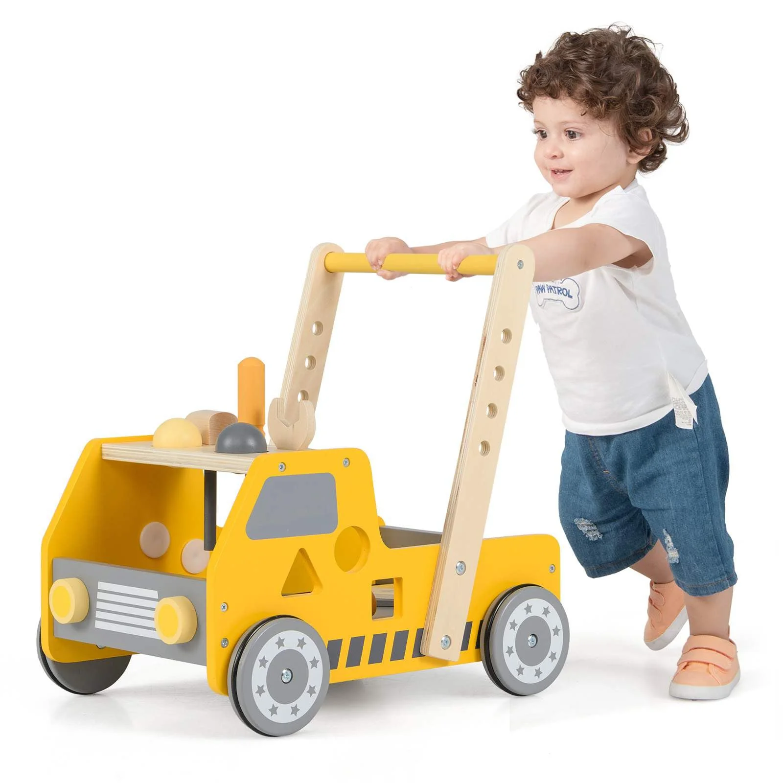2-in-1 Wooden Baby Walker Toddler Montessori Push and Pull Walker w/Tool Kit Toy - Image 9