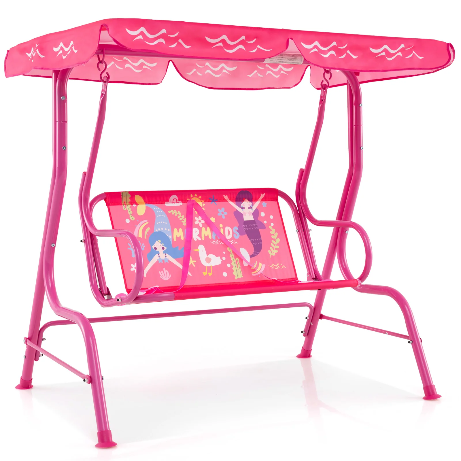 2-Seater Kids Porch Swing, Hanging Patio Swing Bench - Image 10