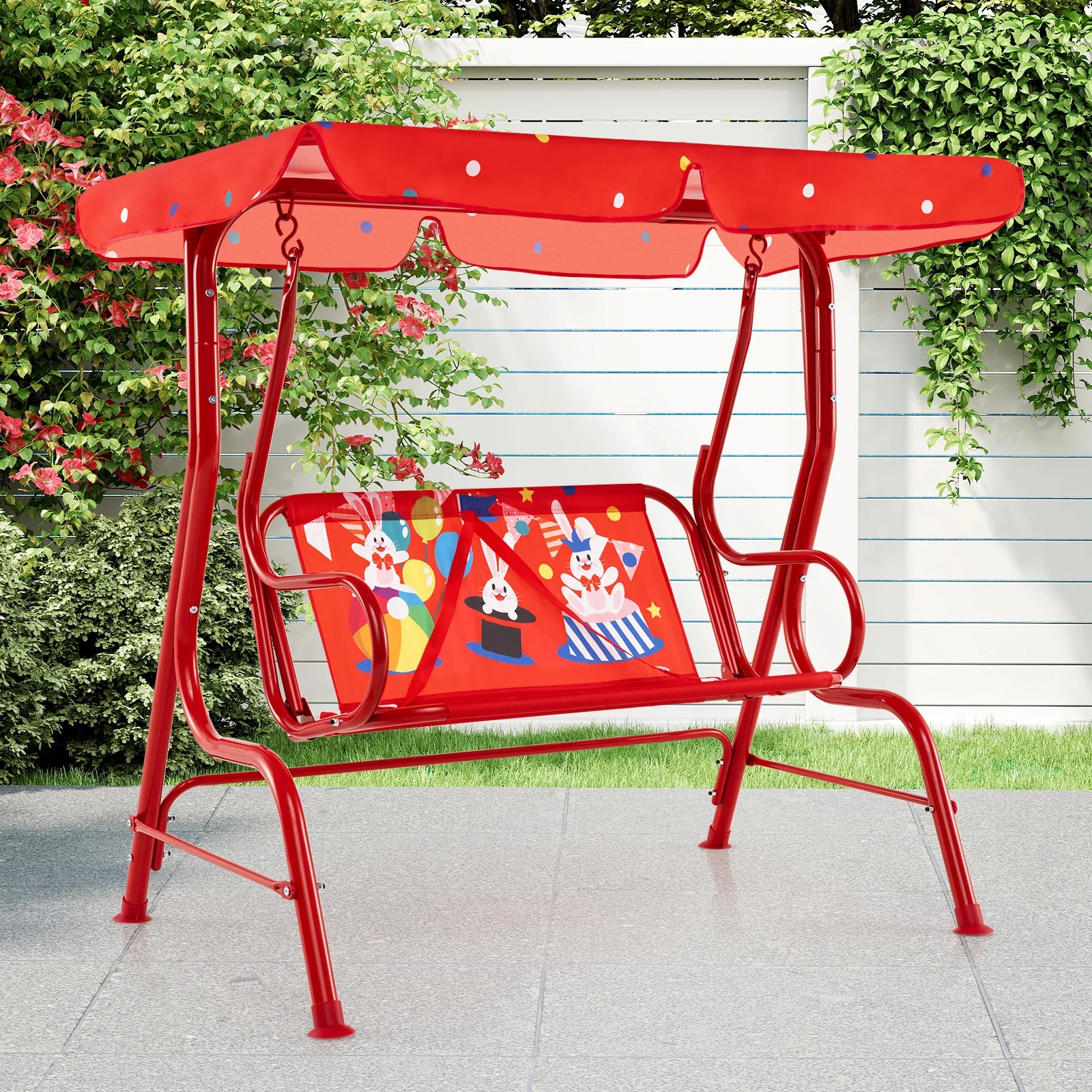 2-Seater Kids Porch Swing, Hanging Patio Swing Bench - Image 2