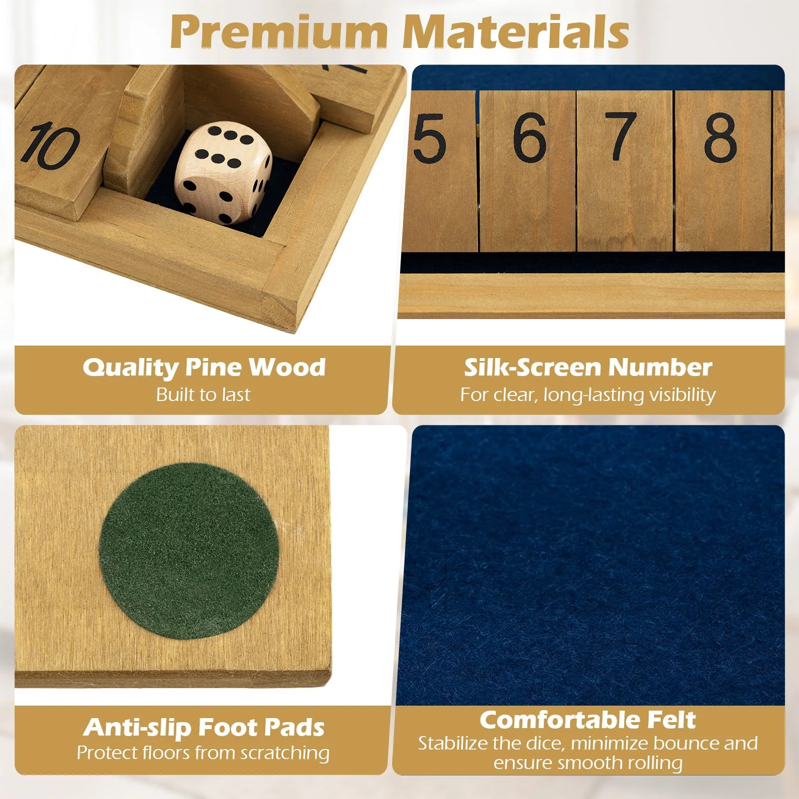 24 Inch Shut The Box Game with 10 Numbers for 2-4 Players - Image 9