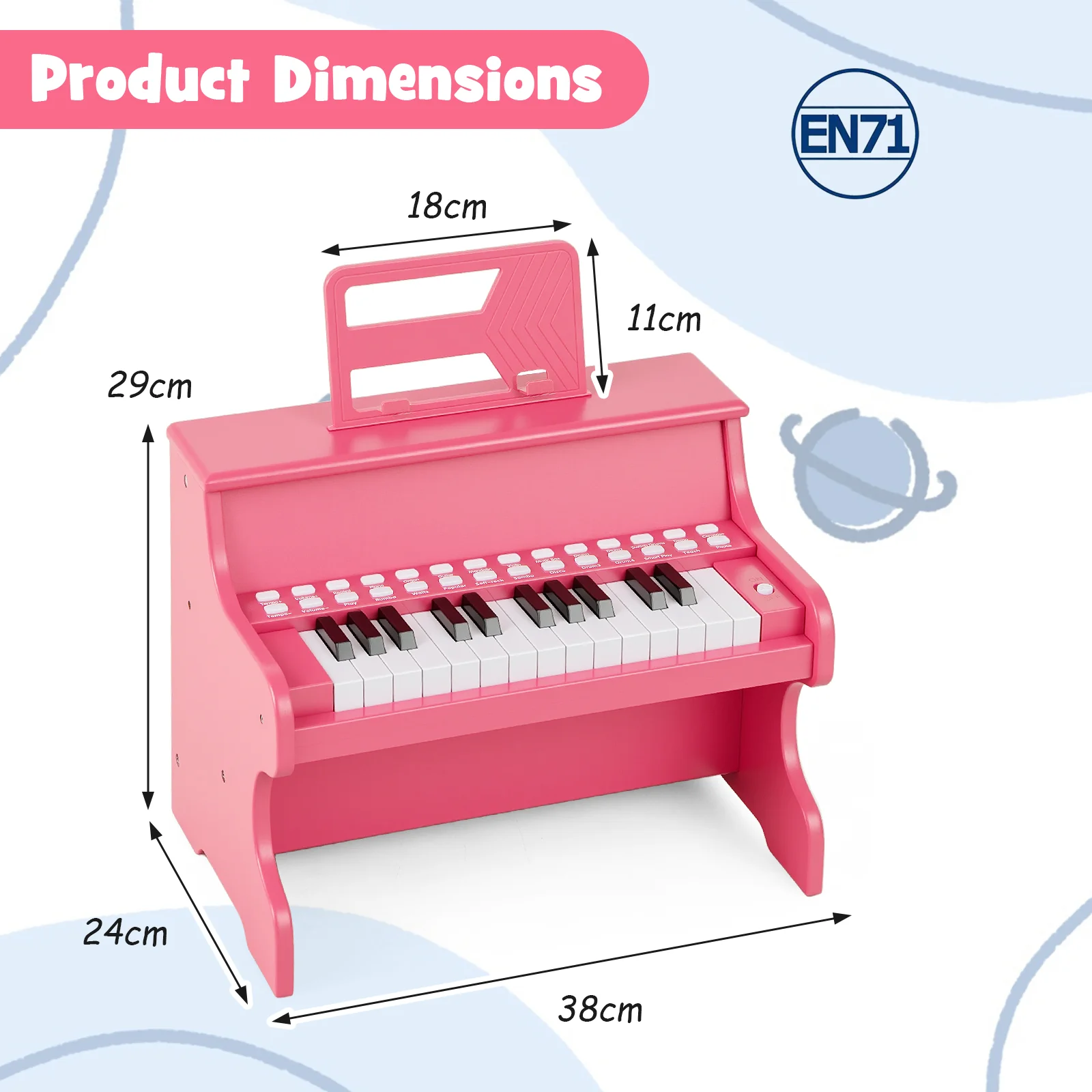 25 Keys Kids Piano Keyboard, Mini Digital Piano Toy with Adjustable Speed & Volume - Image 6