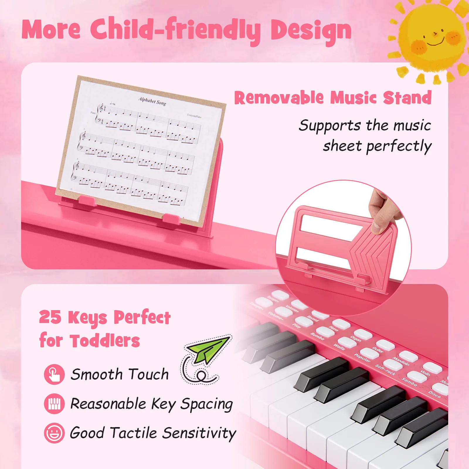25 Keys Kids Piano Keyboard, Mini Digital Piano Toy with Adjustable Speed & Volume - Image 7