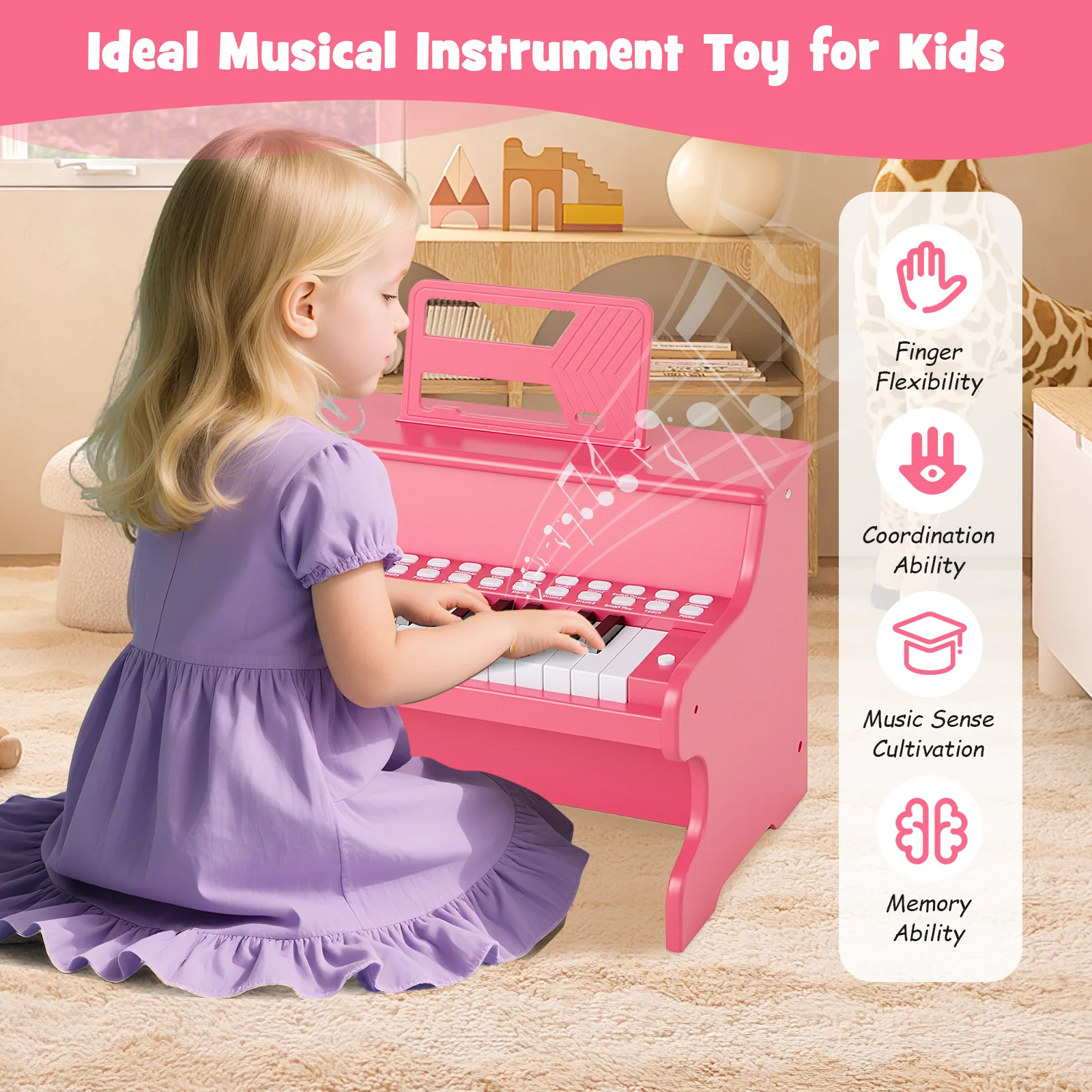 25 Keys Kids Piano Keyboard, Mini Digital Piano Toy with Adjustable Speed & Volume - Image 8