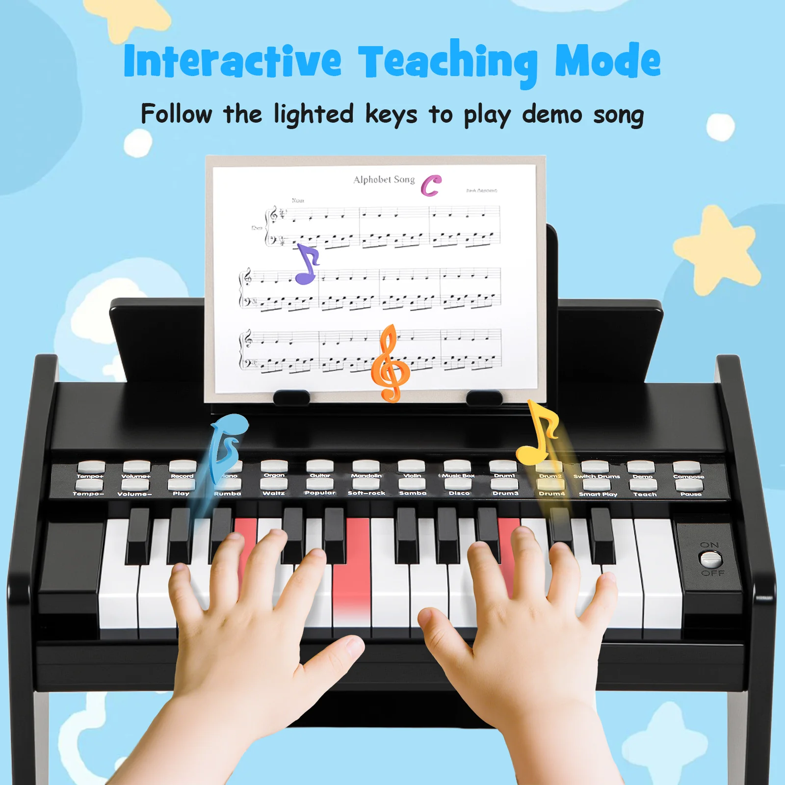 25 Keys Kids Piano Keyboard, Mini Digital Piano Toy with Adjustable Speed & Volume - Image 5