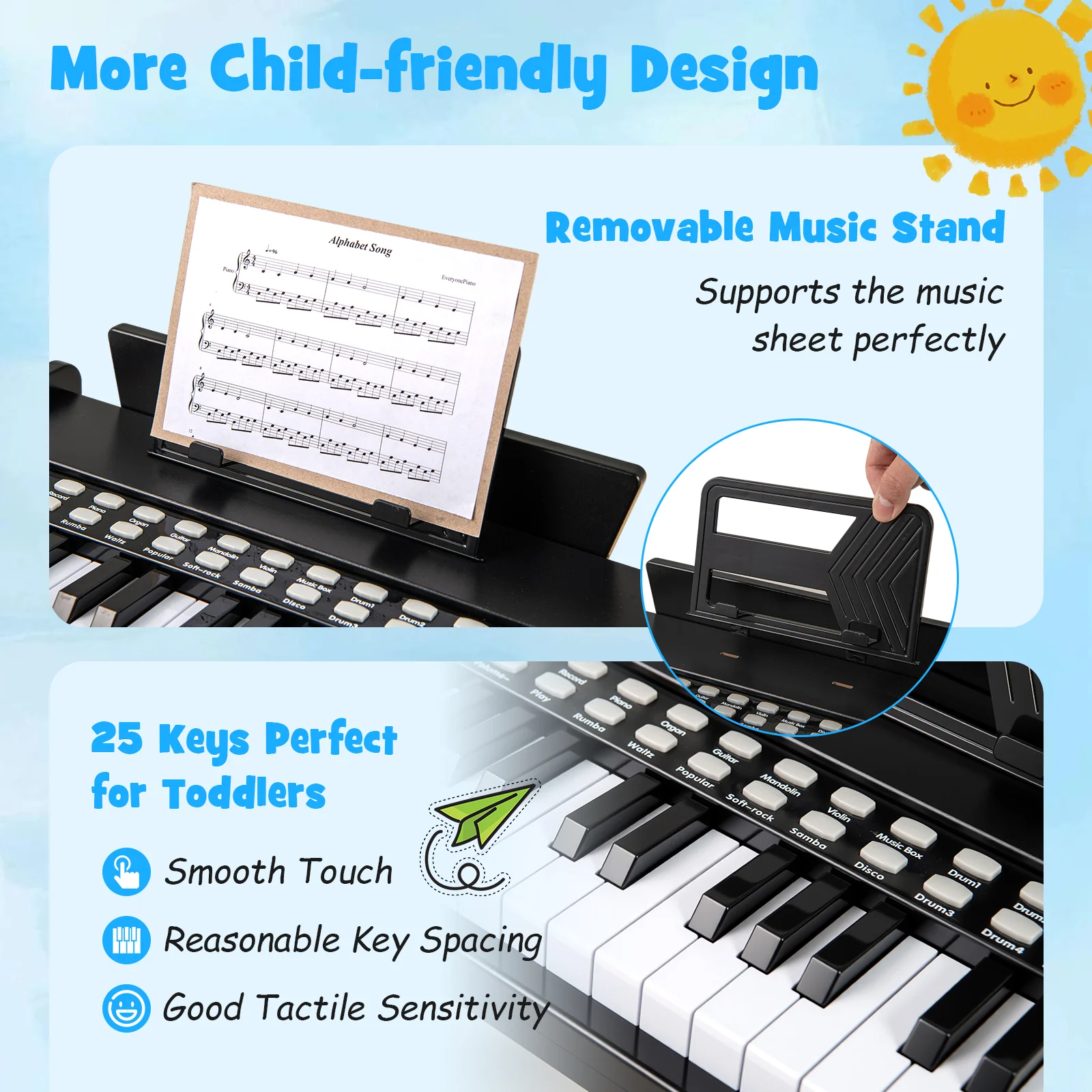 25 Keys Kids Piano Keyboard, Mini Digital Piano Toy with Adjustable Speed & Volume - Image 6