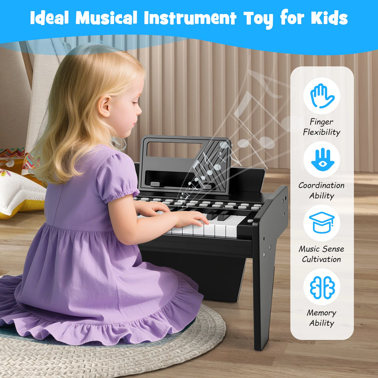 25 Keys Kids Piano Keyboard, Mini Digital Piano Toy with Adjustable Speed & Volume - Image 7