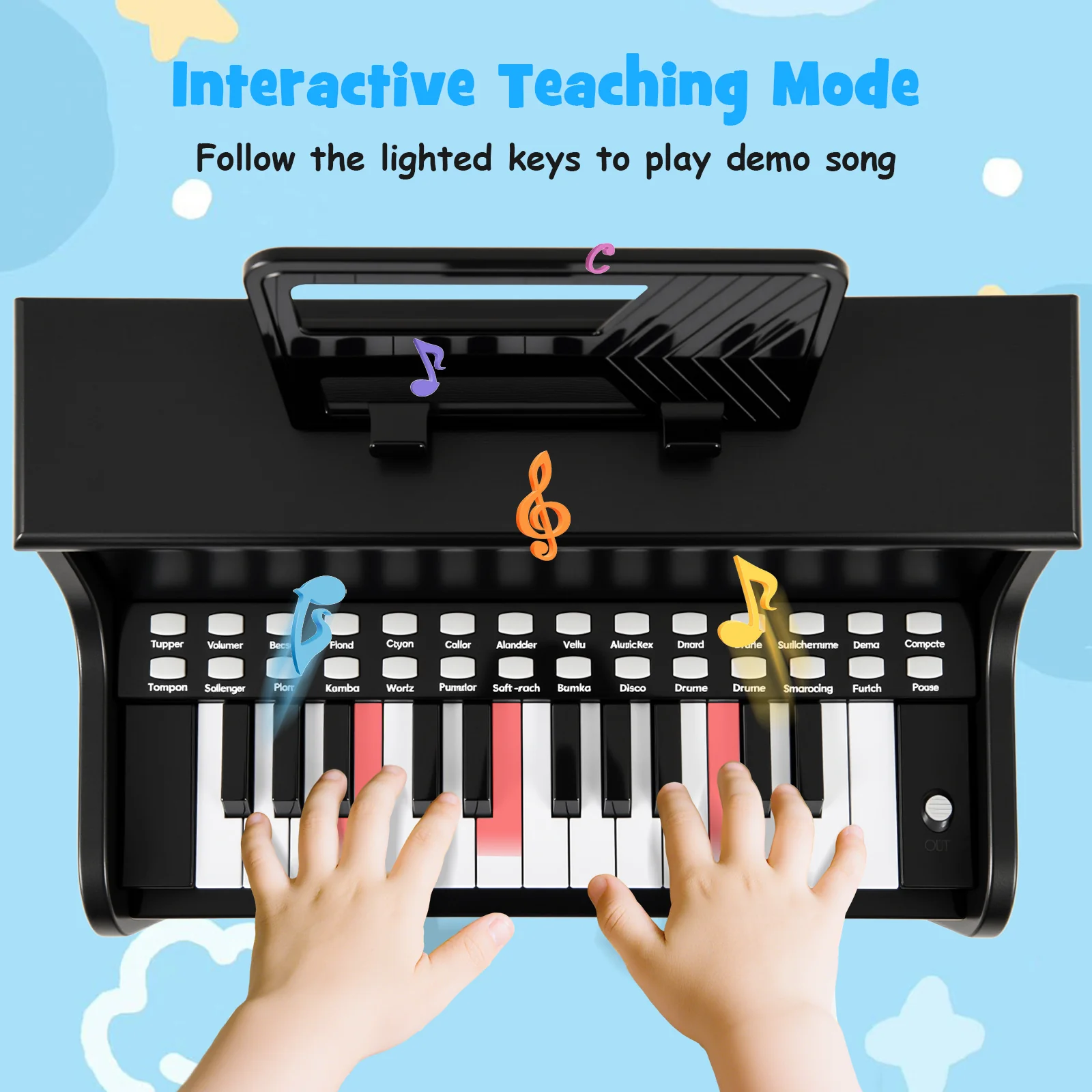 25 Keys Kids Piano Keyboard with Stool for Boys and Girls Aged 3+ Years Old - Image 5