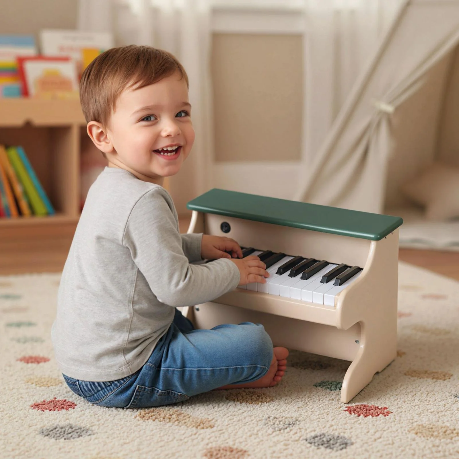 25 Keys Wooden Digital Piano Toy with Removable Music Stand - Image 2