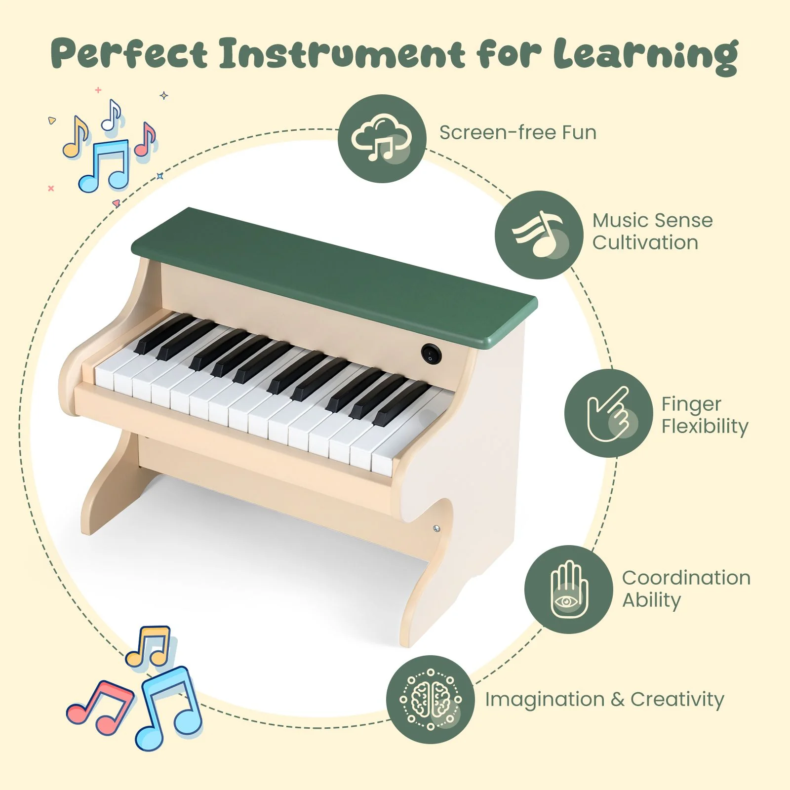 25 Keys Wooden Digital Piano Toy with Removable Music Stand - Image 7