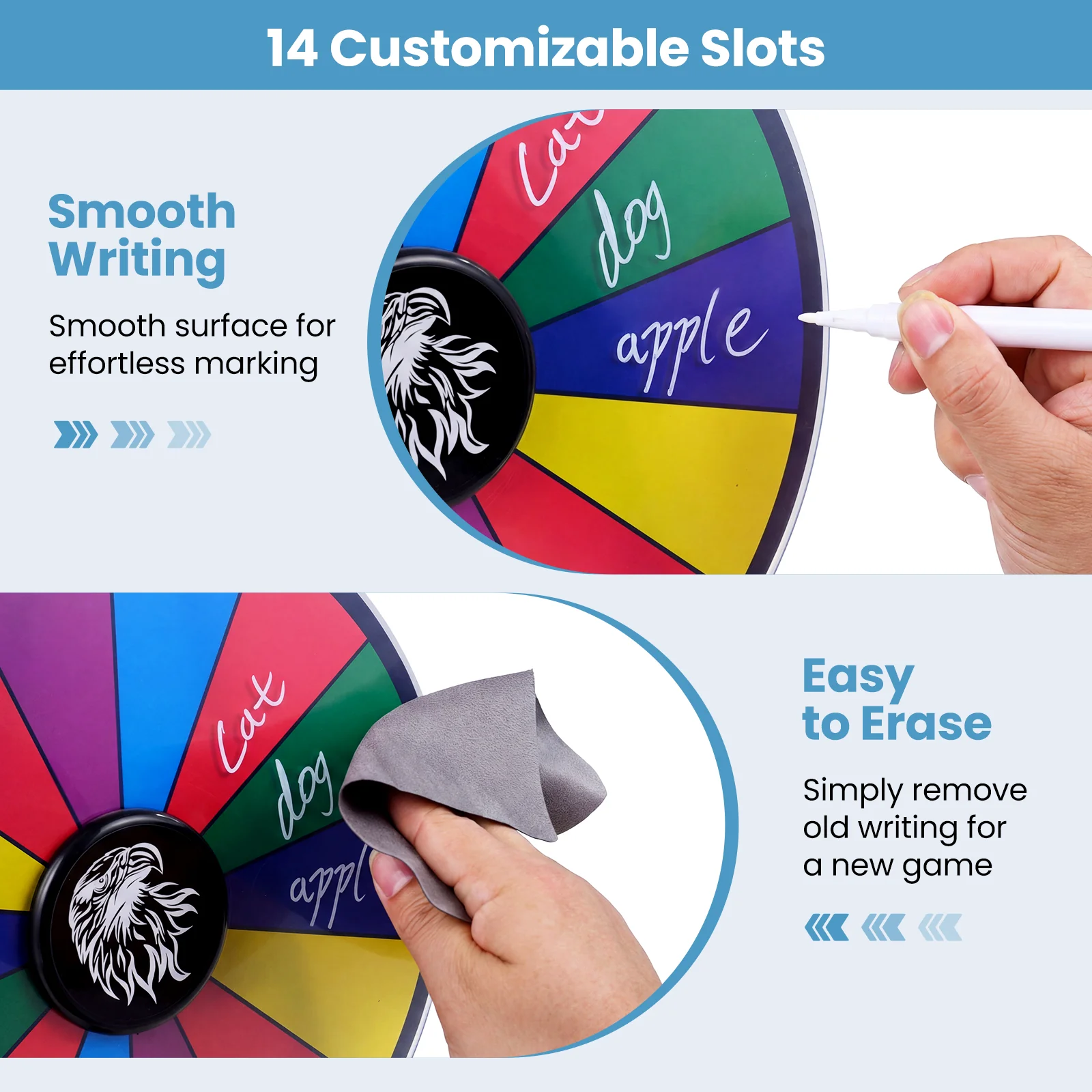 Spinning Prize Wheel, 14 Slots Spin Wheel, Tabletop Fortune Game - Image 6