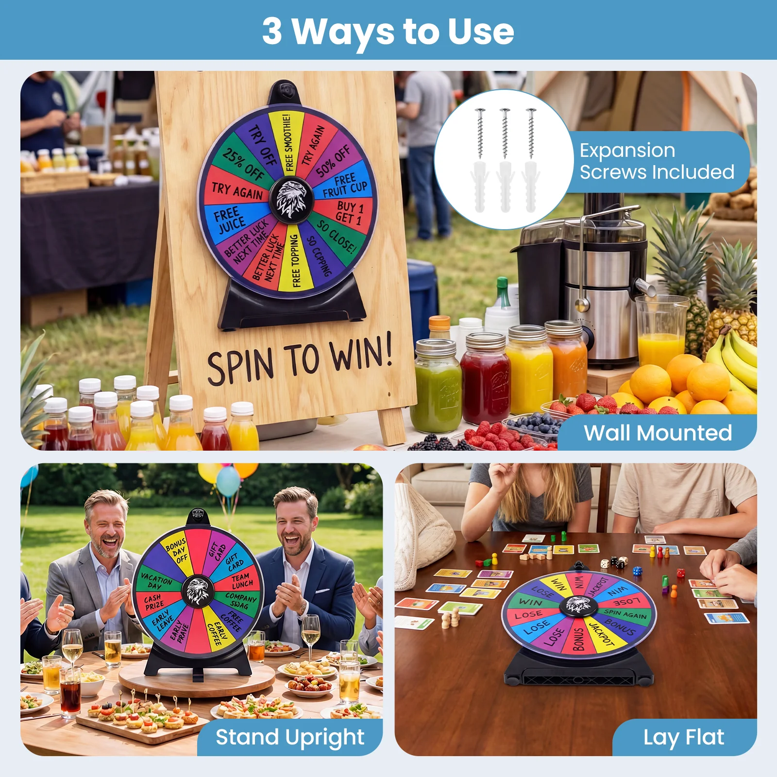 Spinning Prize Wheel, 14 Slots Spin Wheel, Tabletop Fortune Game - Image 7
