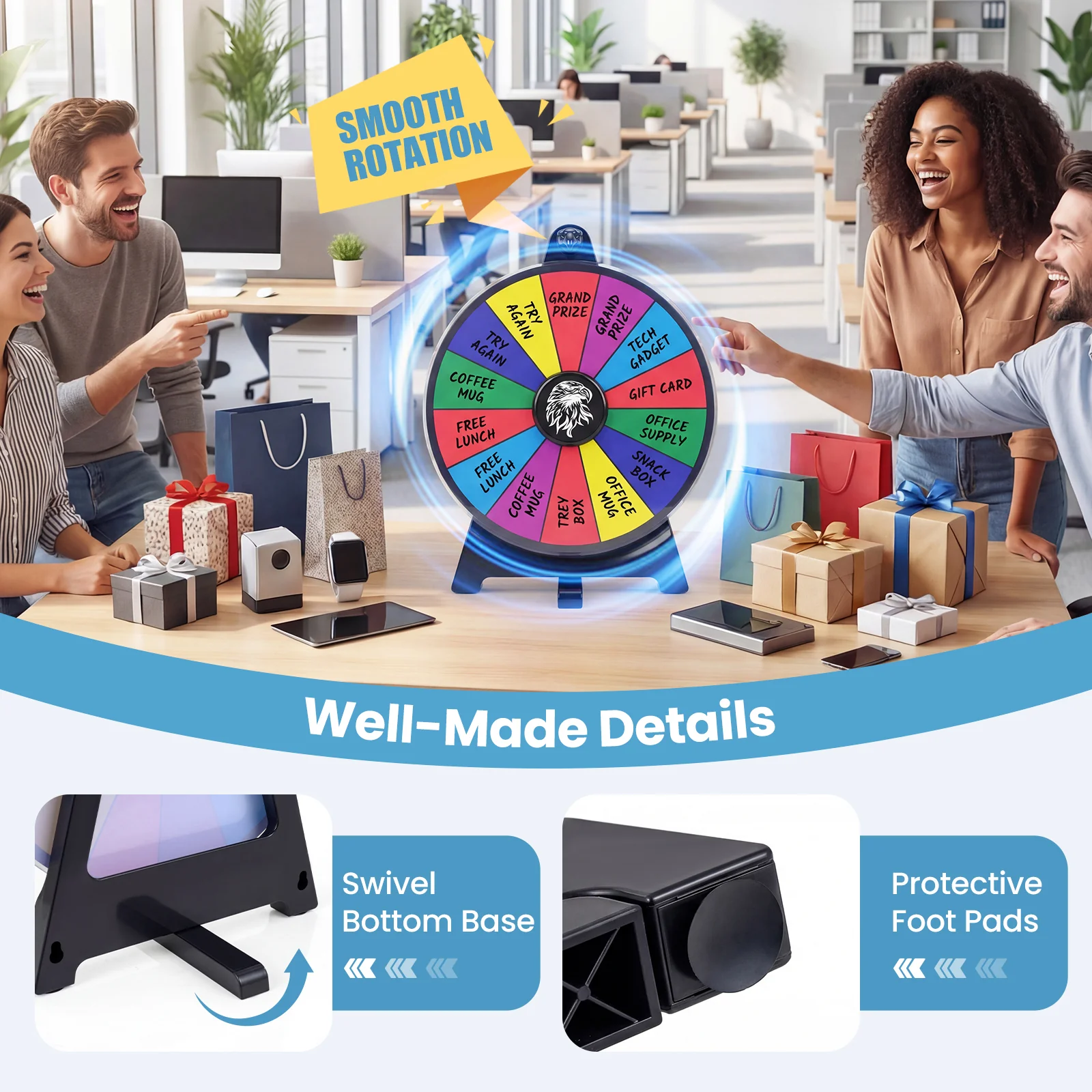 Spinning Prize Wheel, 14 Slots Spin Wheel, Tabletop Fortune Game - Image 8
