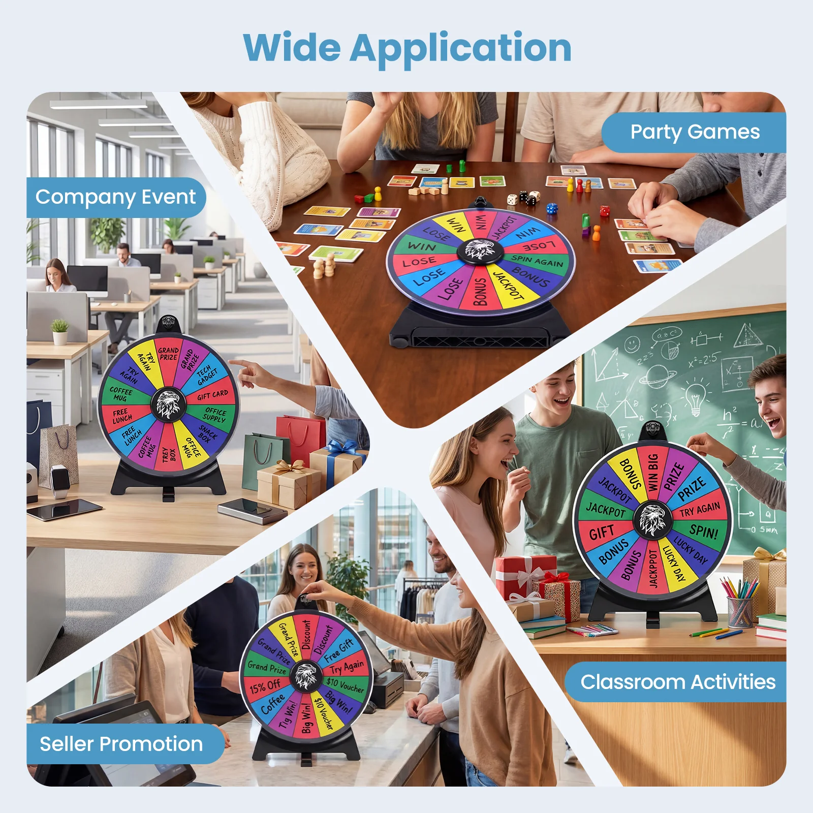 Spinning Prize Wheel, 14 Slots Spin Wheel, Tabletop Fortune Game - Image 9