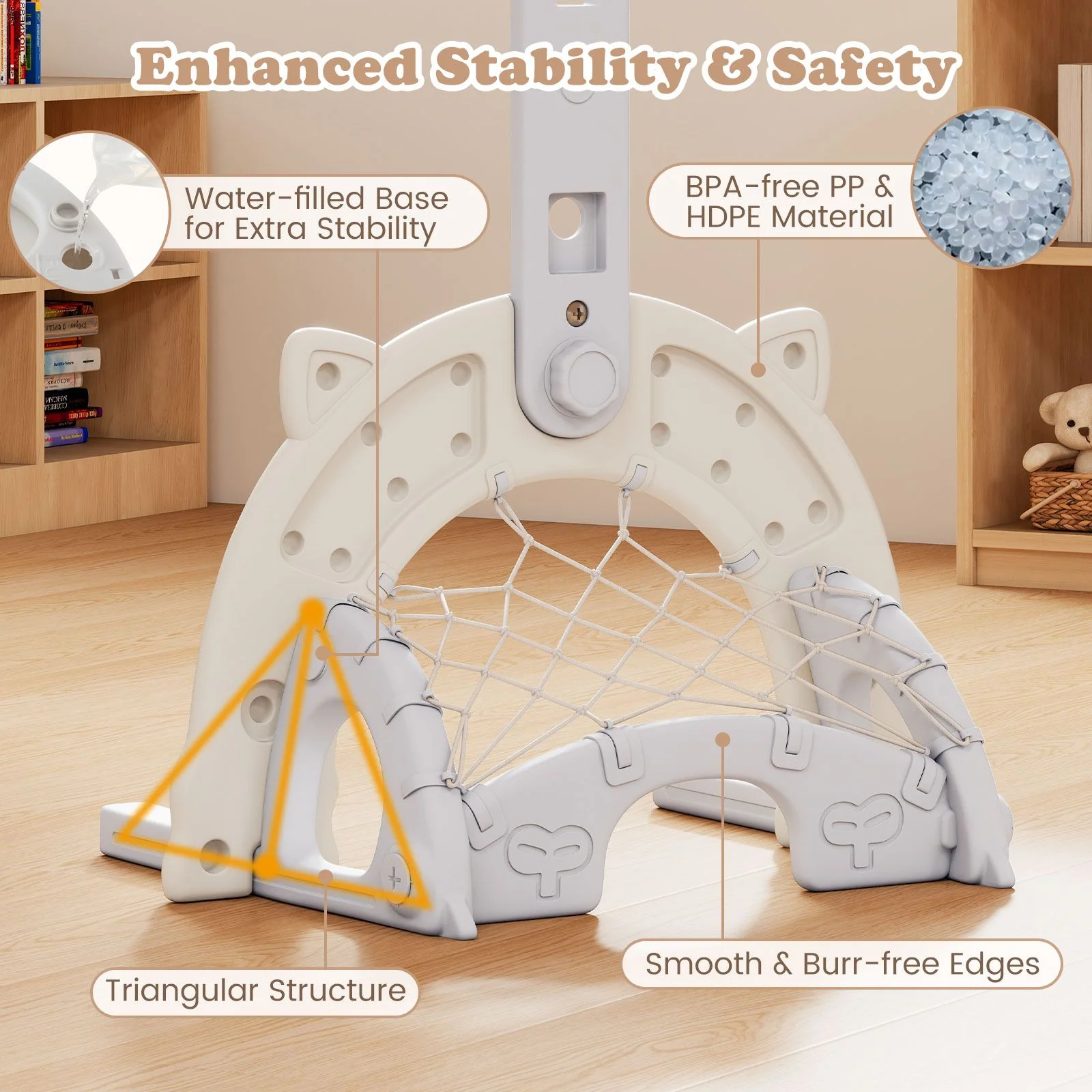 3 in 1 Kids Basketball Hoop with Adjustable Height and Foldable Rim - Image 8