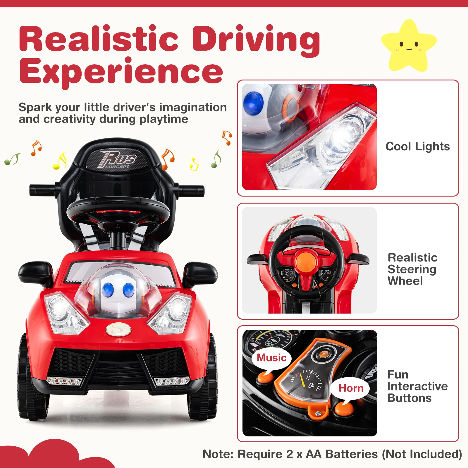 3 in 1 Push Car for Toddler, Stroller Sliding Walking Car for Boys & Girls - Image 4