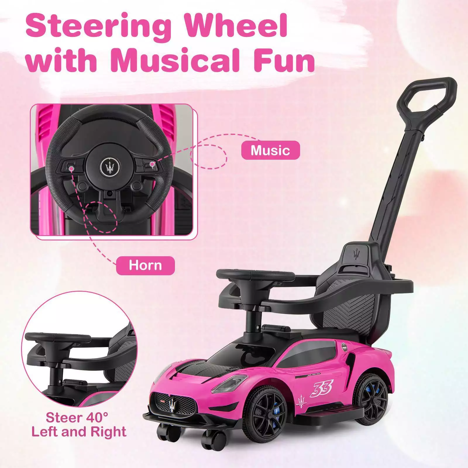 3 in 1 Ride on Push Car Maserati Licensed Foot to Floor Sliding Car 18-60 Months - Image 6