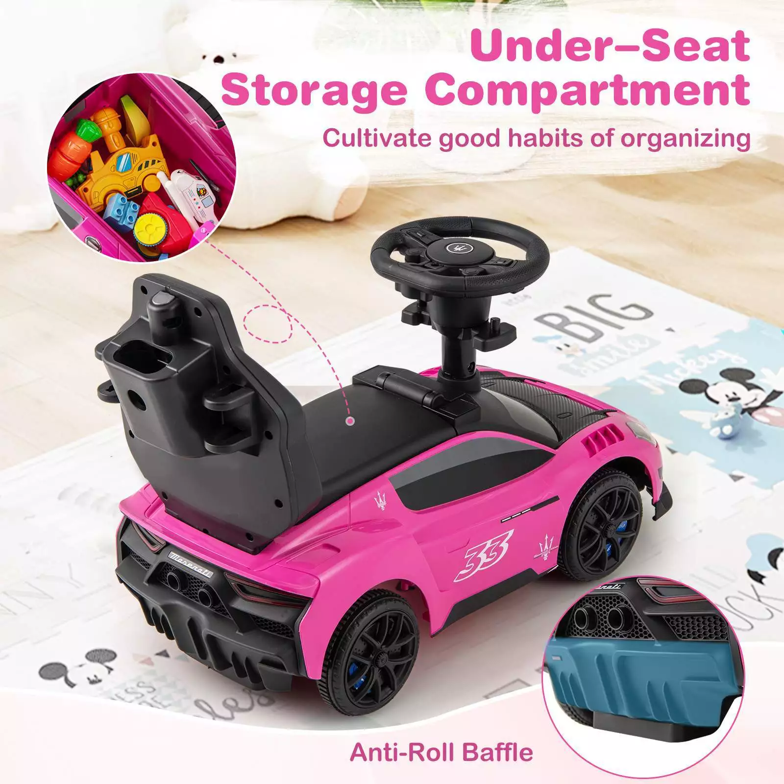 3 in 1 Ride on Push Car Maserati Licensed Foot to Floor Sliding Car 18-60 Months - Image 7