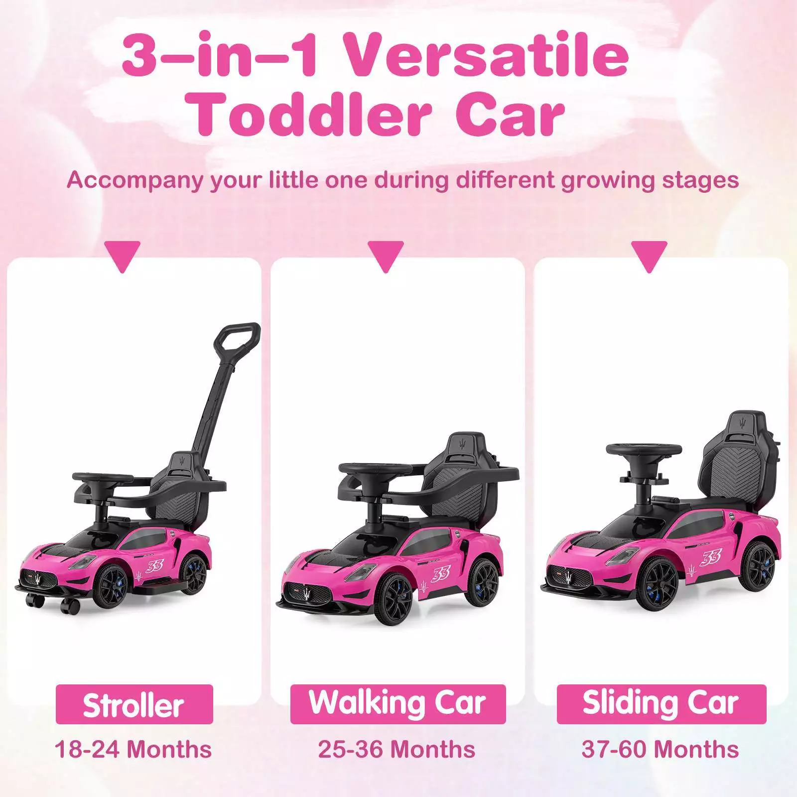 3 in 1 Ride on Push Car Maserati Licensed Foot to Floor Sliding Car 18-60 Months - Image 9