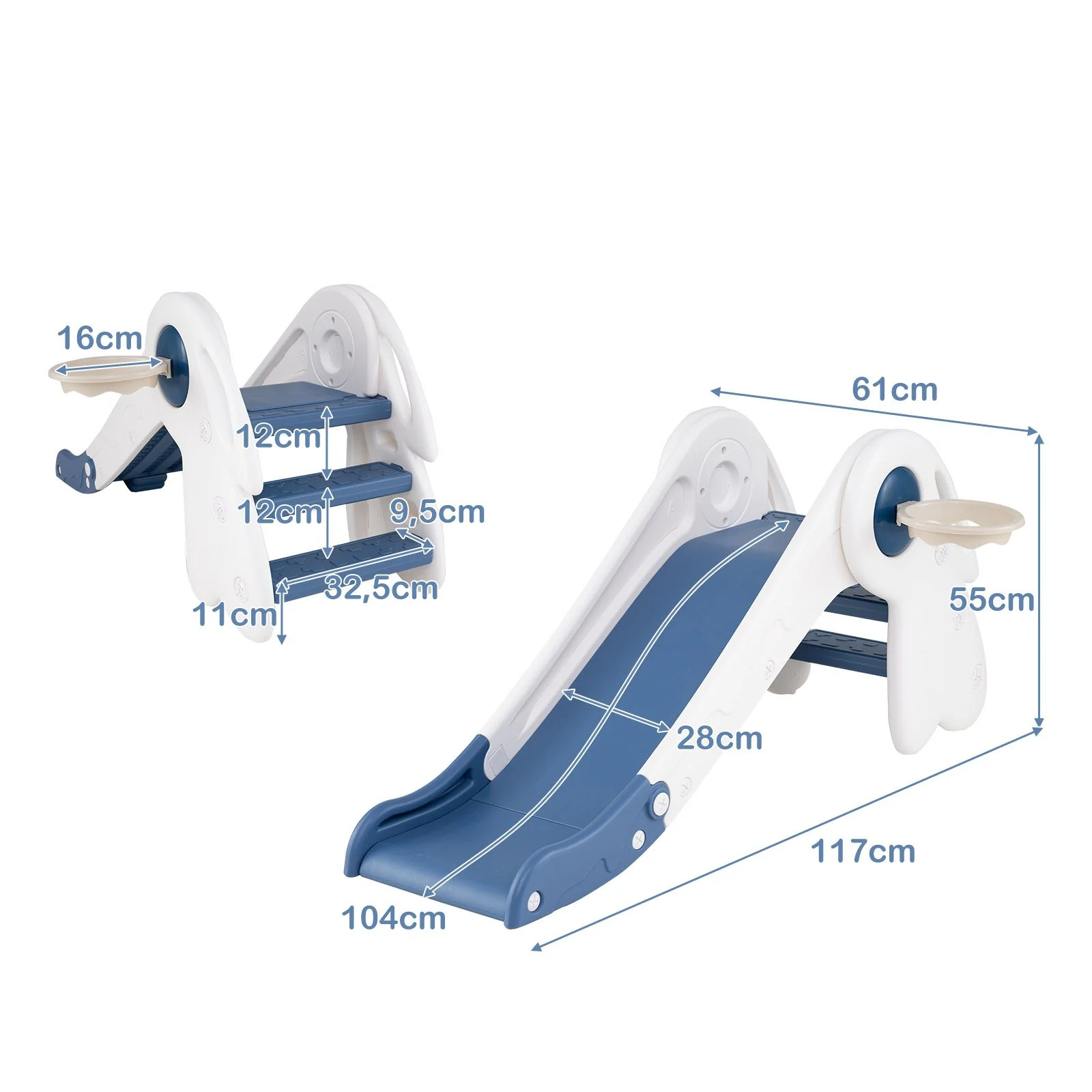 3 in 1 Toddler Slide Baby Slide Climber Playset with Basketball Hoop and Basketball - Image 8