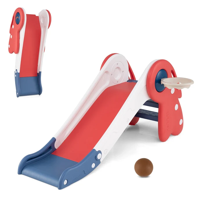 3 in 1 Toddler Slide Baby Slide Climber Playset with Basketball Hoop and Basketball - Image 9