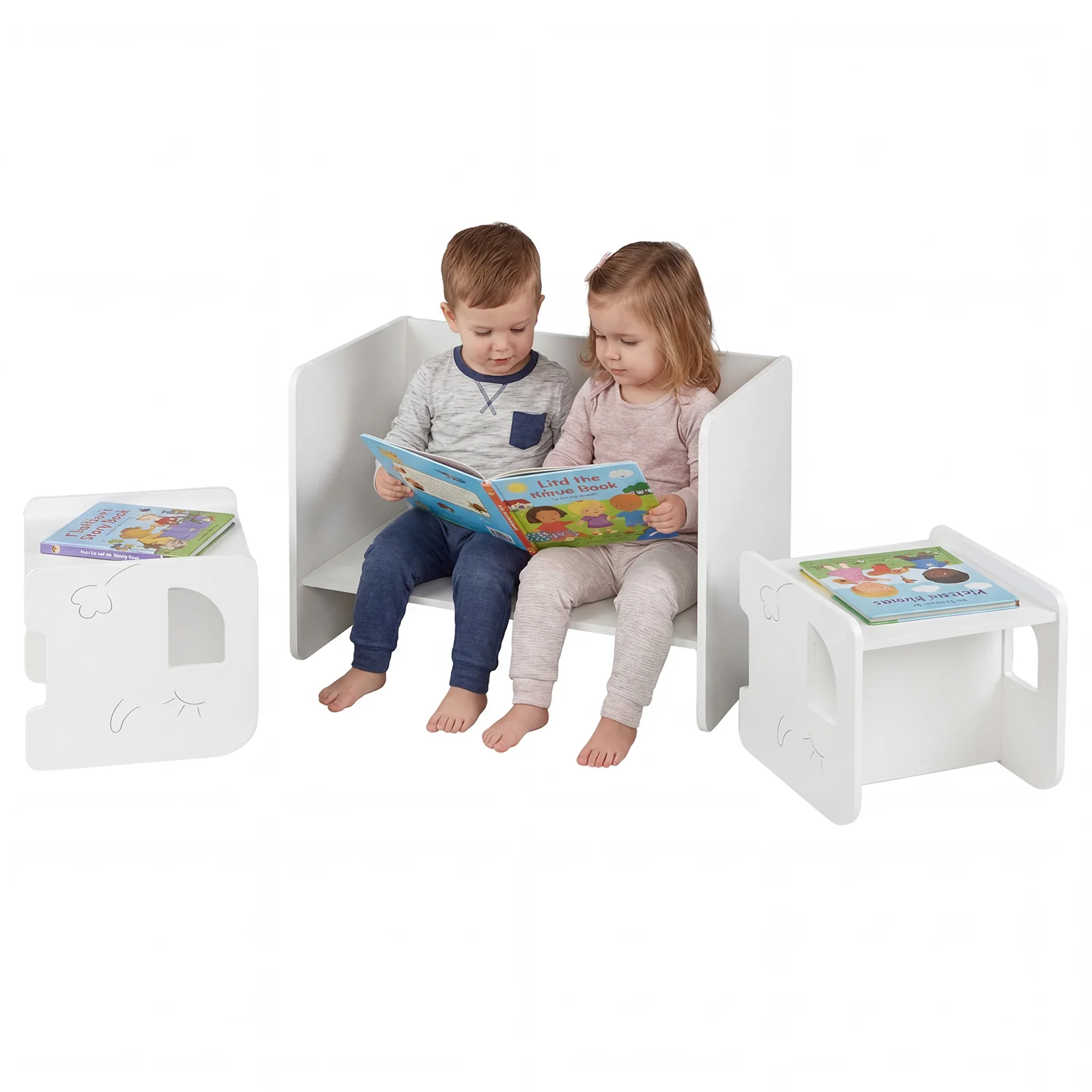 3 PCS Kids Table and Chair Set Space-saving Toddler Table and 2 Chairs with Chalkboard