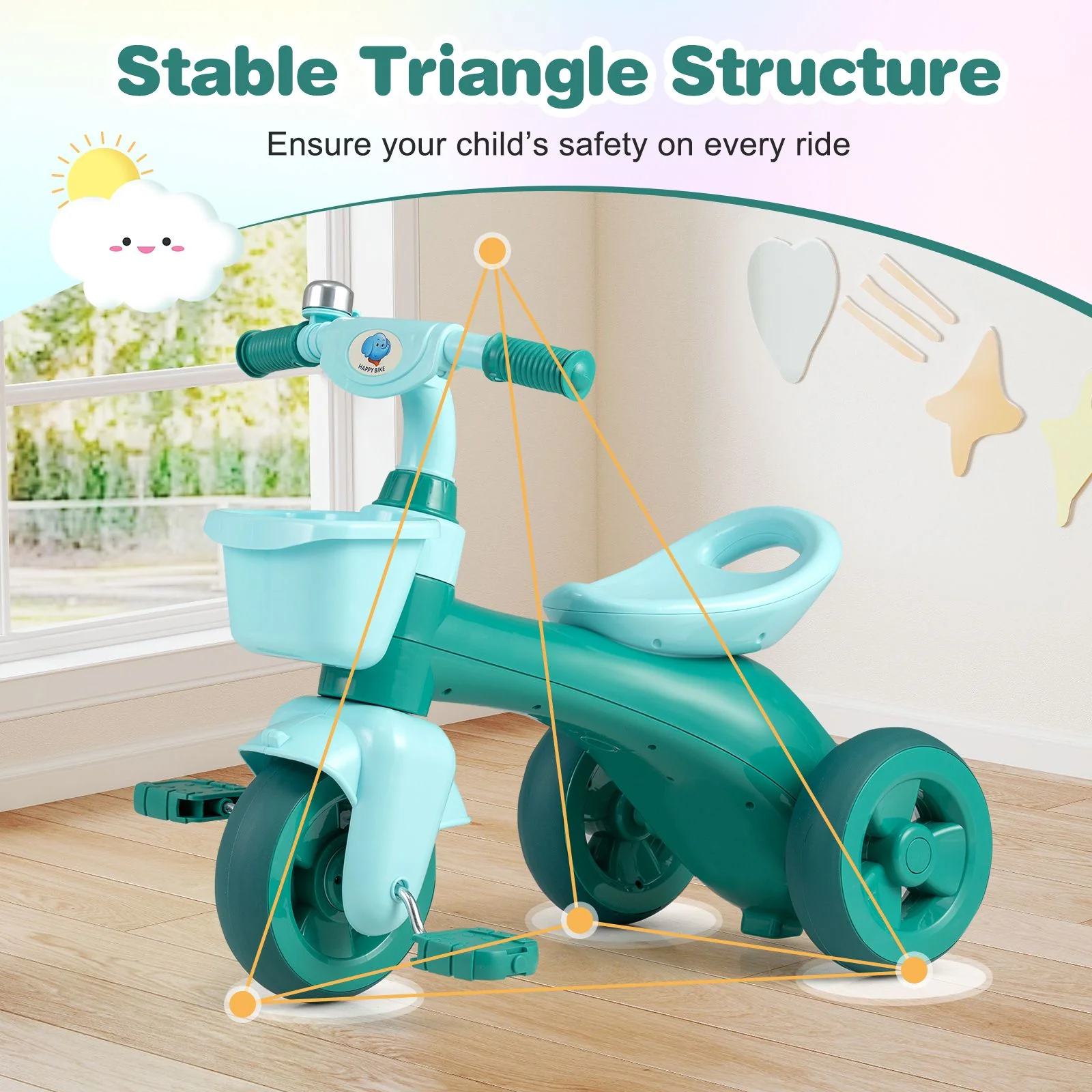 3-Wheel Children Balance Bike with Ergonomic Seat and Non-slip Handle - Image 8