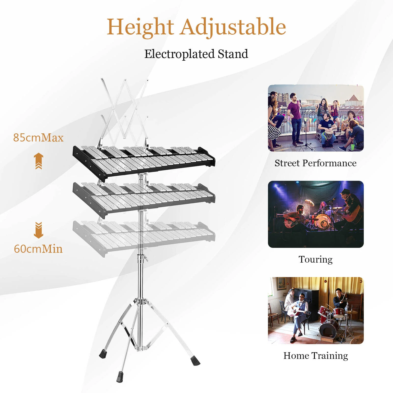 30 Notes Glockenspiel Xylophone Bell Kit with Practice Pad Percussion Instrument - Image 4