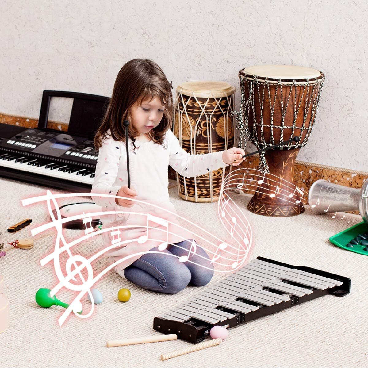 30 Notes Glockenspiel Xylophone Bell Kit with Practice Pad Percussion Instrument - Image 7