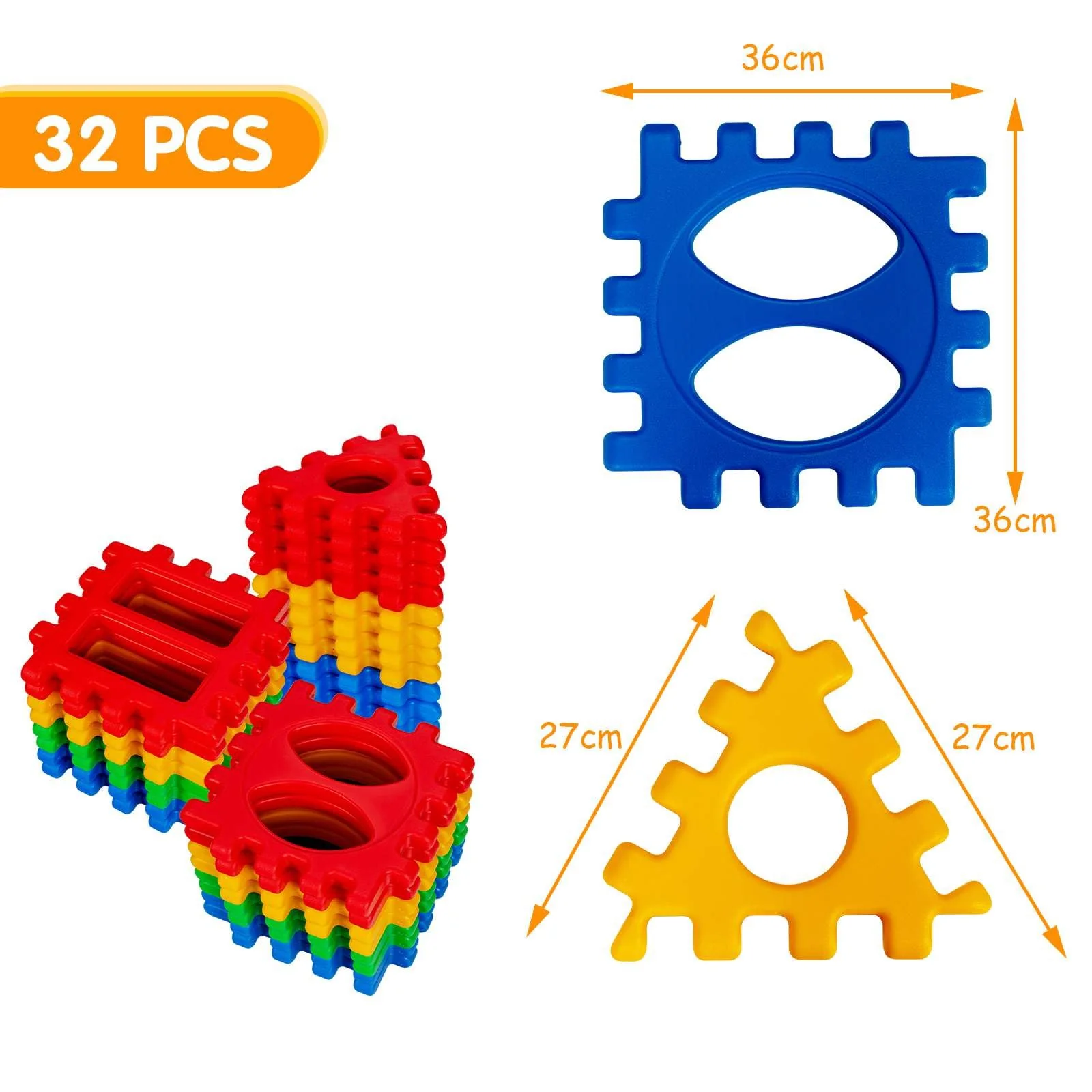 32 Pieces Big Waffle Block Set for Kids Educational Stacking Building Set Gift - Image 4