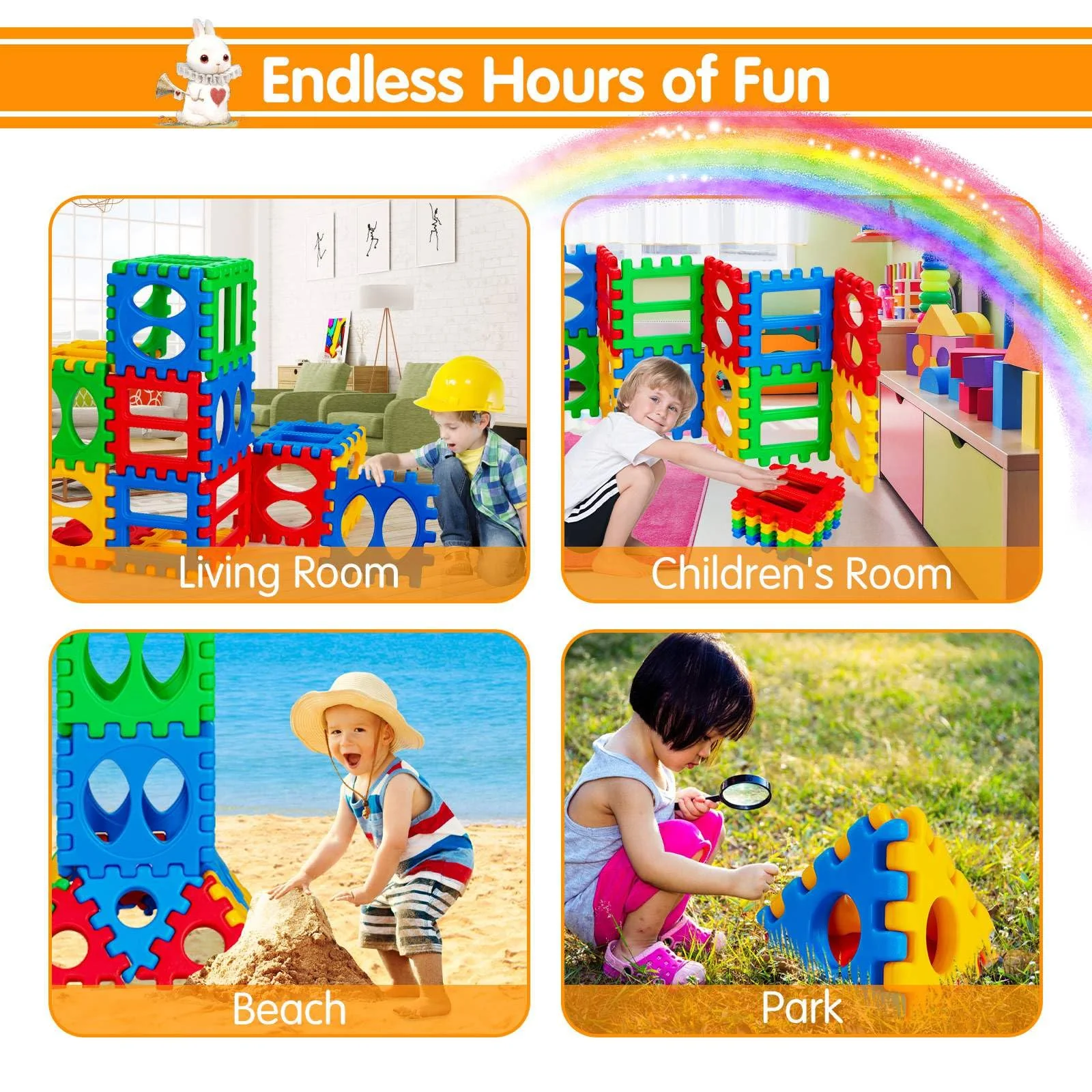 32 Pieces Big Waffle Block Set for Kids Educational Stacking Building Set Gift - Image 5