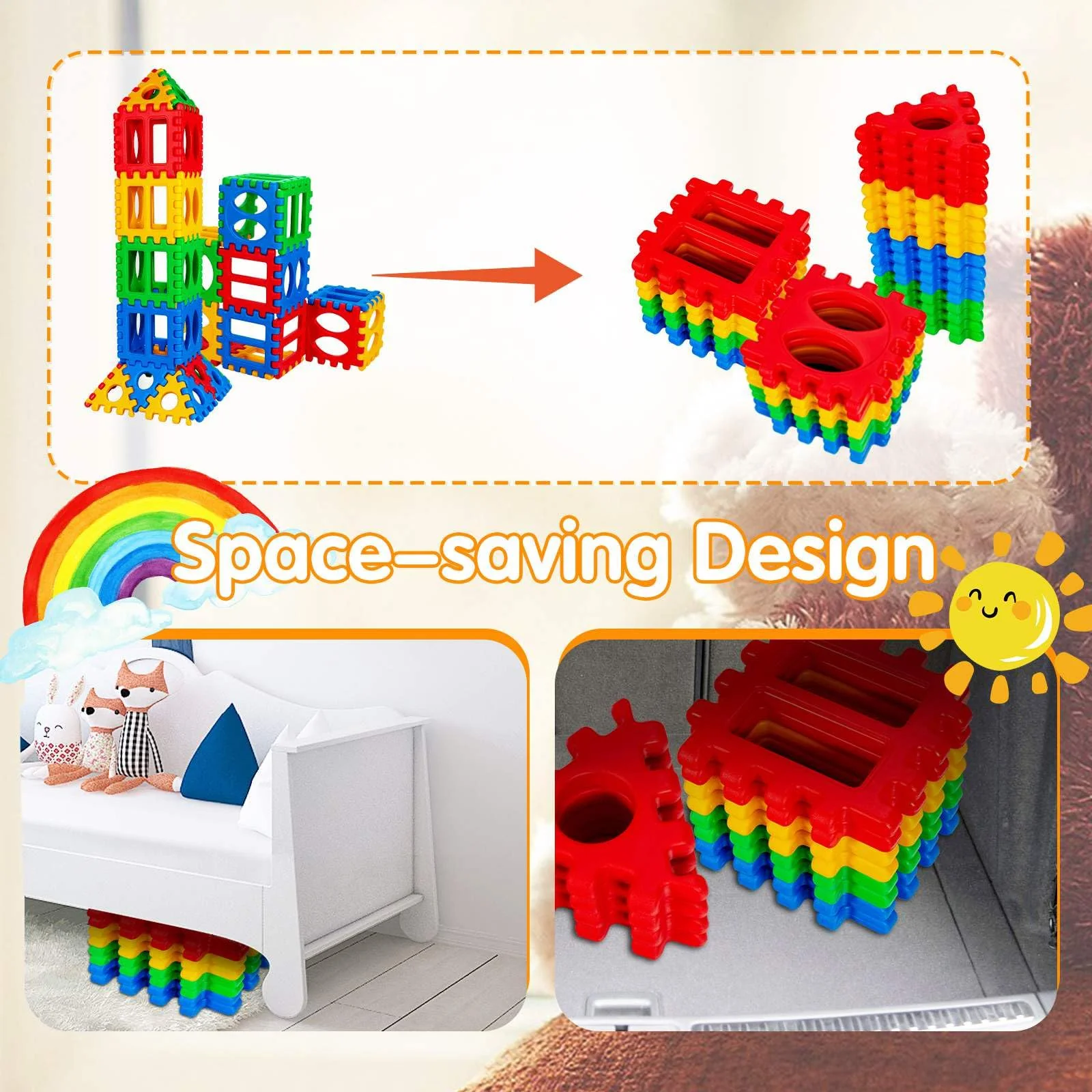 32 Pieces Big Waffle Block Set for Kids Educational Stacking Building Set Gift - Image 8