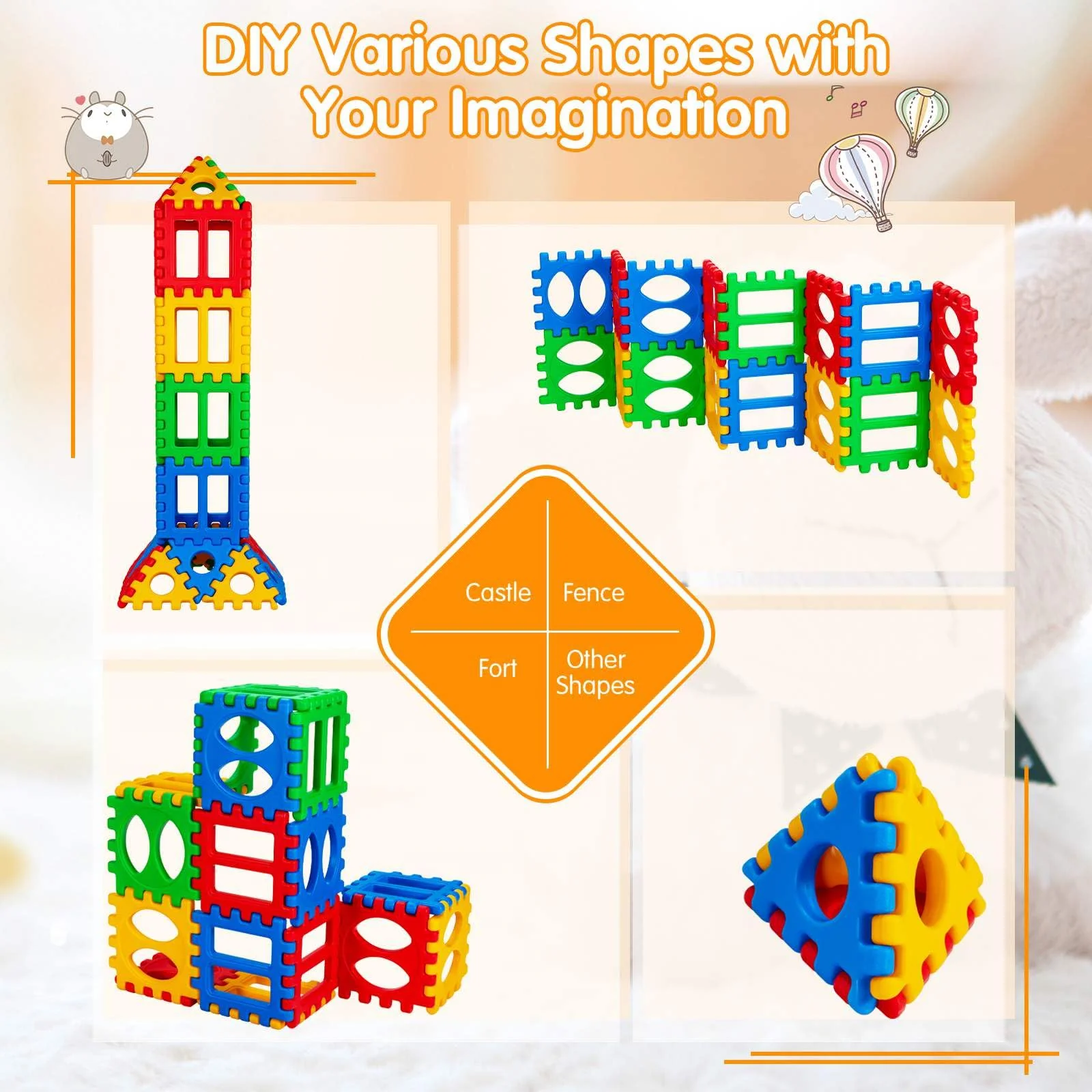 32 Pieces Big Waffle Block Set for Kids Educational Stacking Building Set Gift - Image 9