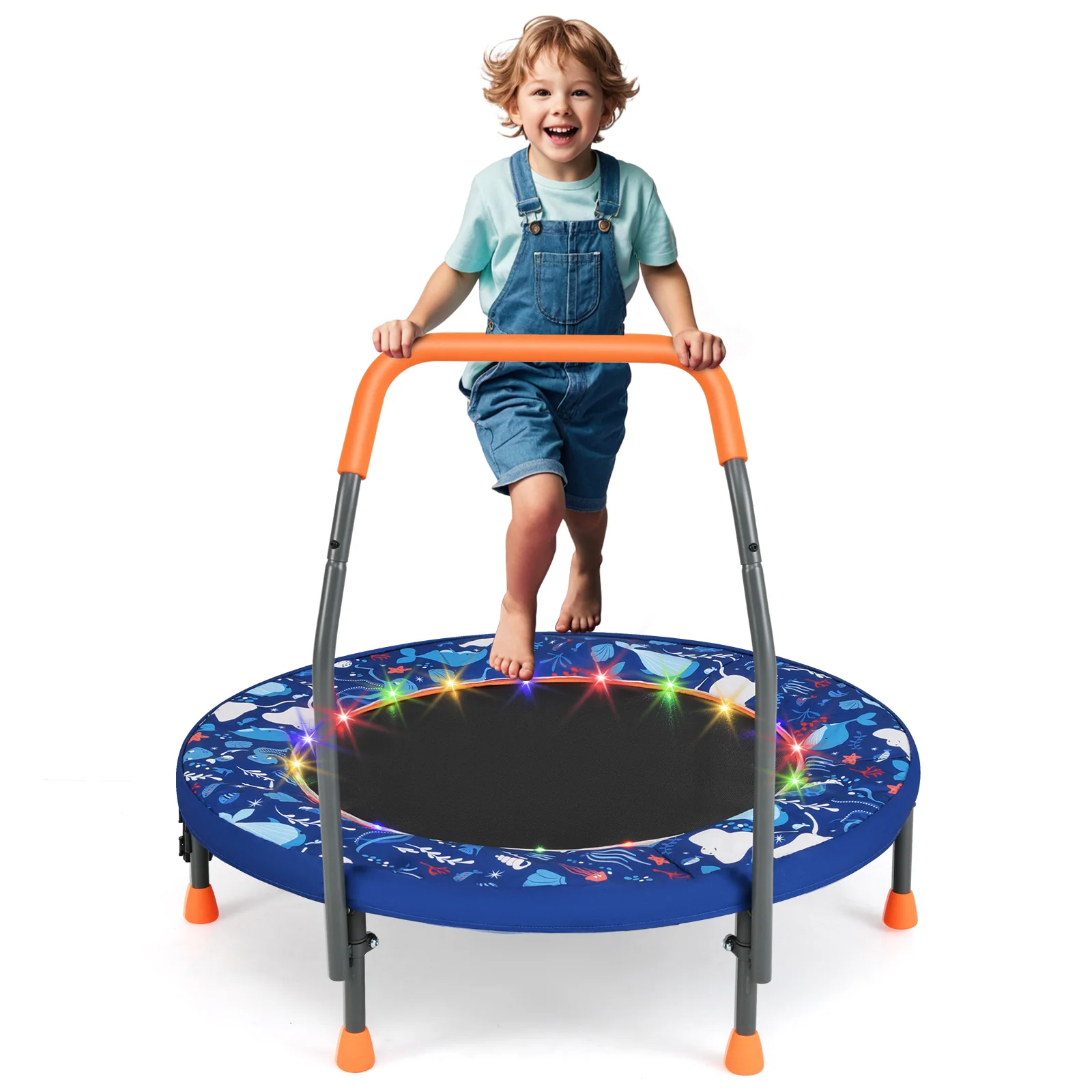 36" Mini Trampoline with 20 LED Lights, Foldable Trampoline for Kids - Image 11