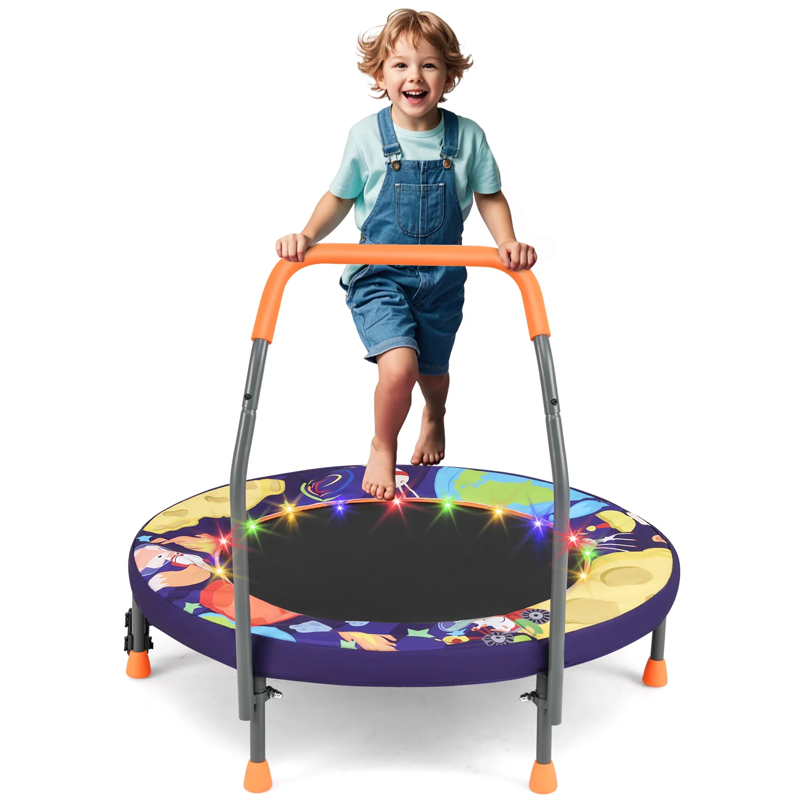 36" Mini Trampoline with 20 LED Lights, Foldable Trampoline for Kids - Image 12