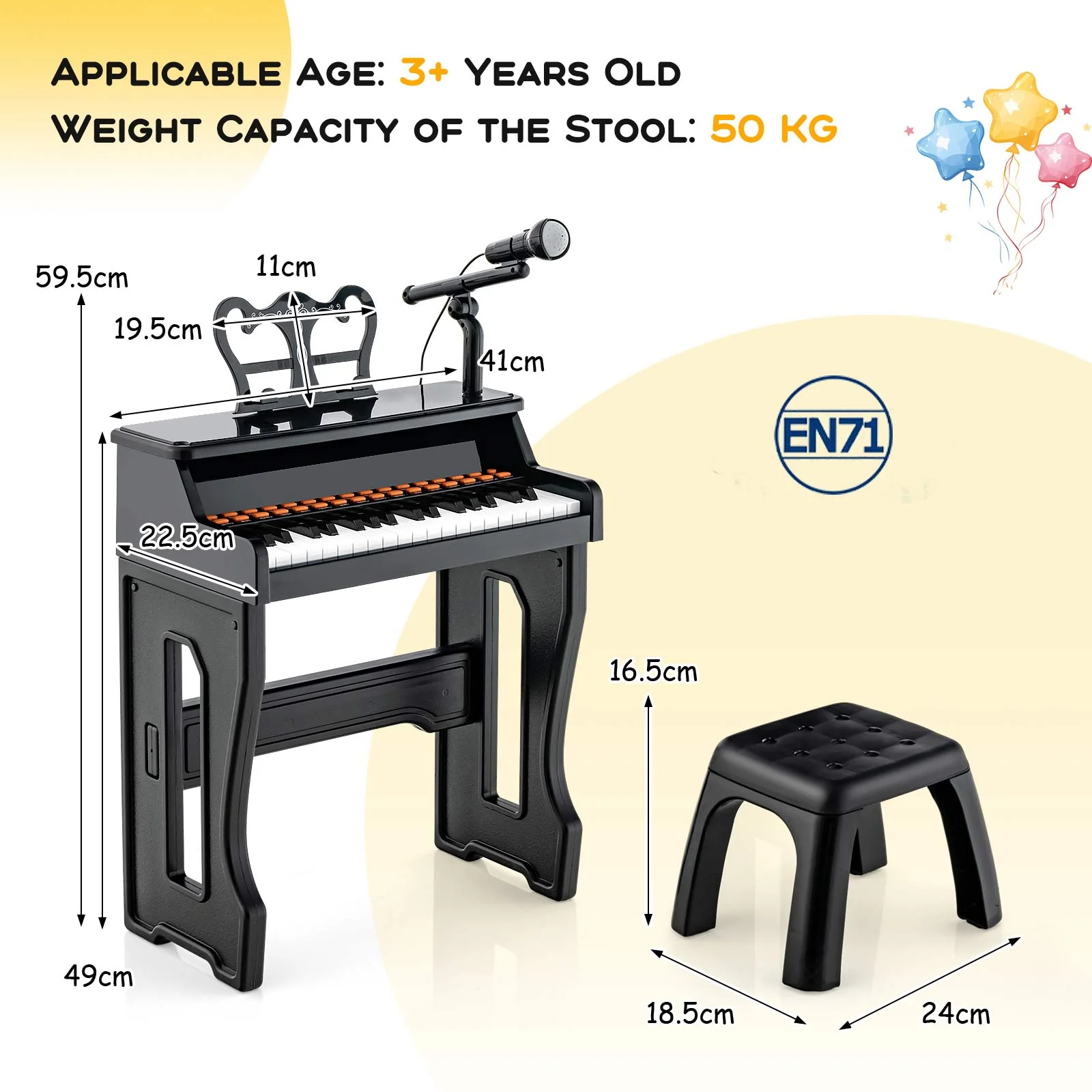 37-Key Piano Keyboard Toy, Educational Gift for Toddlers Aged 3+ Years Old - Image 8