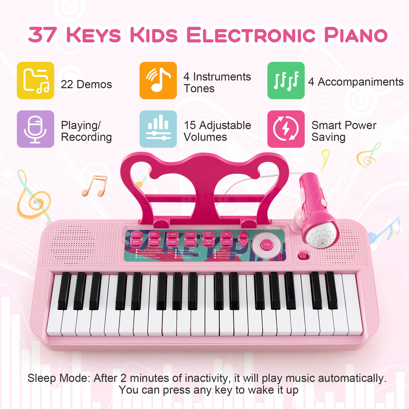 37 Keys Kids Piano Keyboard, Electronic Musical Instrument - Image 5