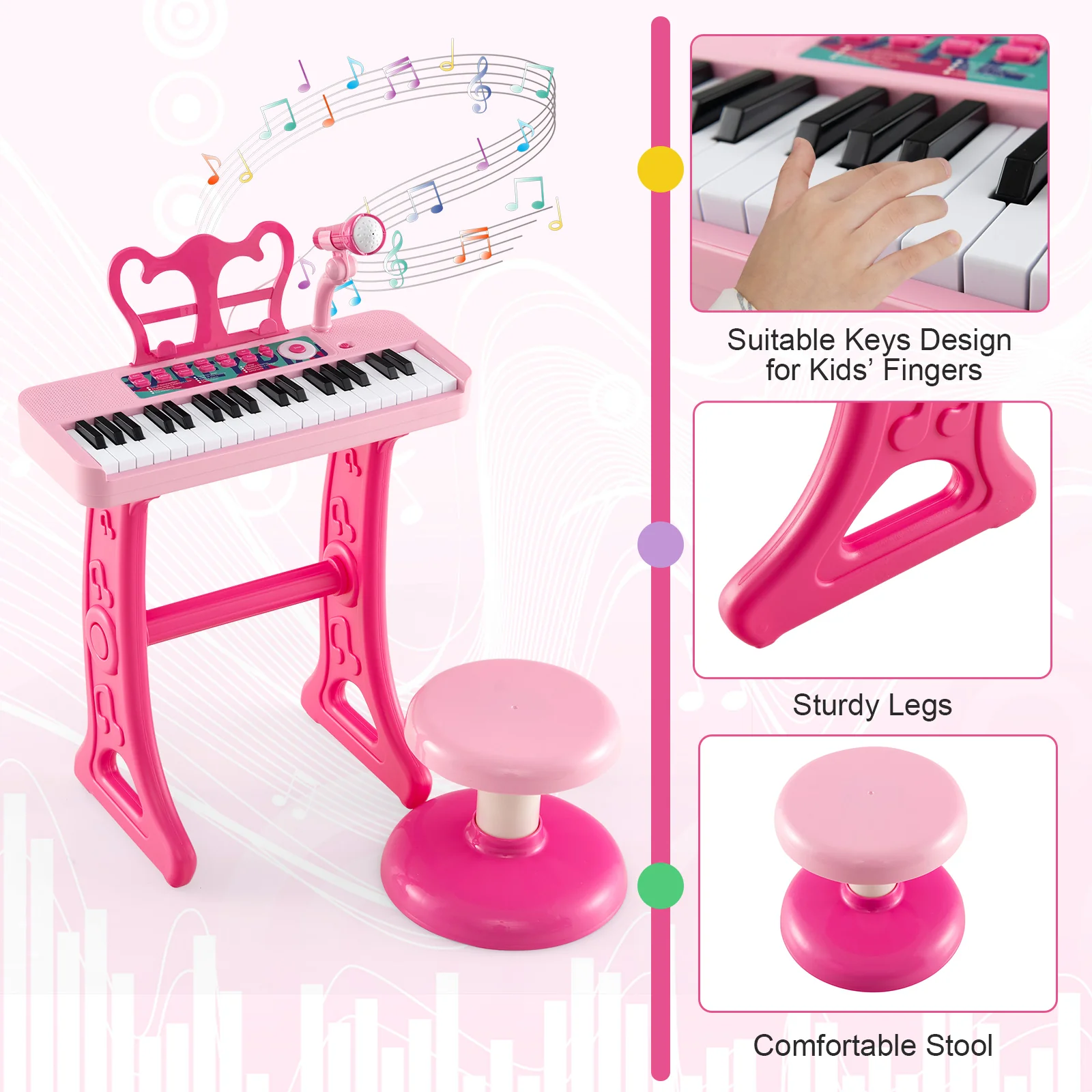 37 Keys Kids Piano Keyboard, Electronic Musical Instrument - Image 7