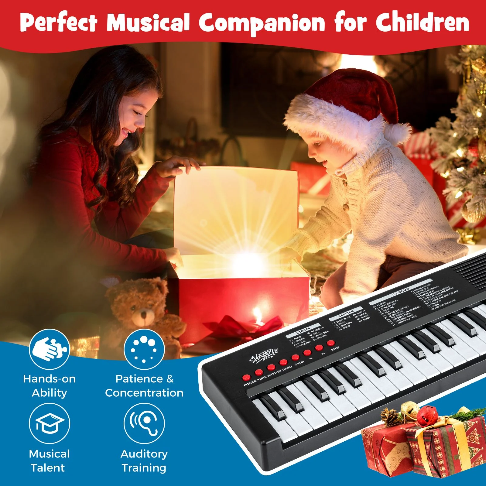 37 Keys Portable Electric Keyboard Piano with Microphone and 8 Tones - Image 5
