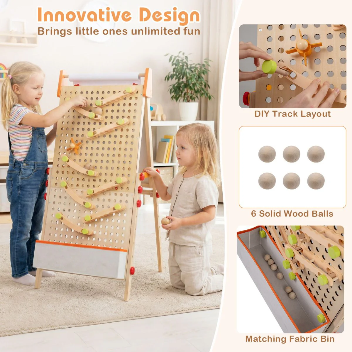 4-in-1 Adjustable Kids Art Easel with Double-Sided Blackboard and Whiteboard for Ages 3+ - Image 8