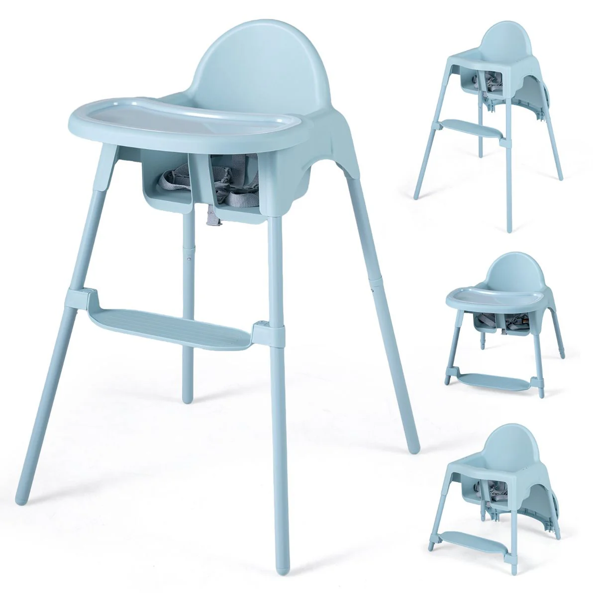 4-in-1 Baby High Chair Convertible Highchair with 2 Heights - Image 4