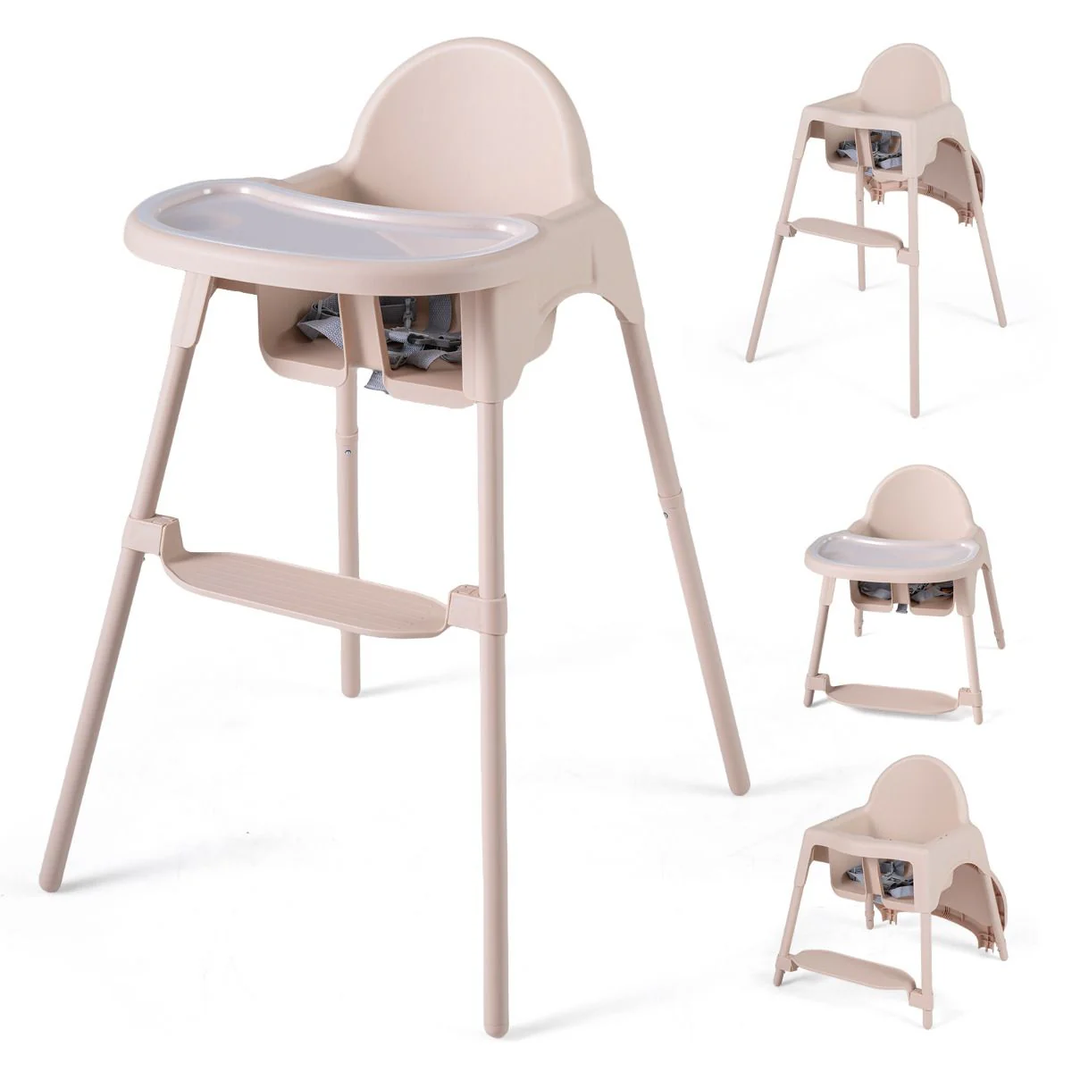 4-in-1 Baby High Chair Convertible Highchair with 2 Heights - Image 5