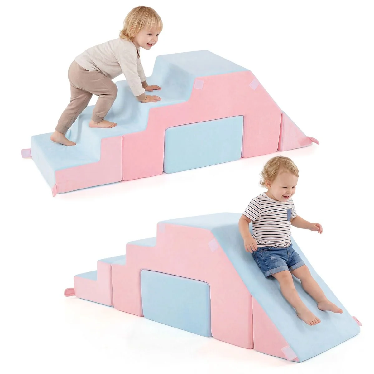 4-in-1 Foam Climbing Blocks with Slide and Stair - Image 10