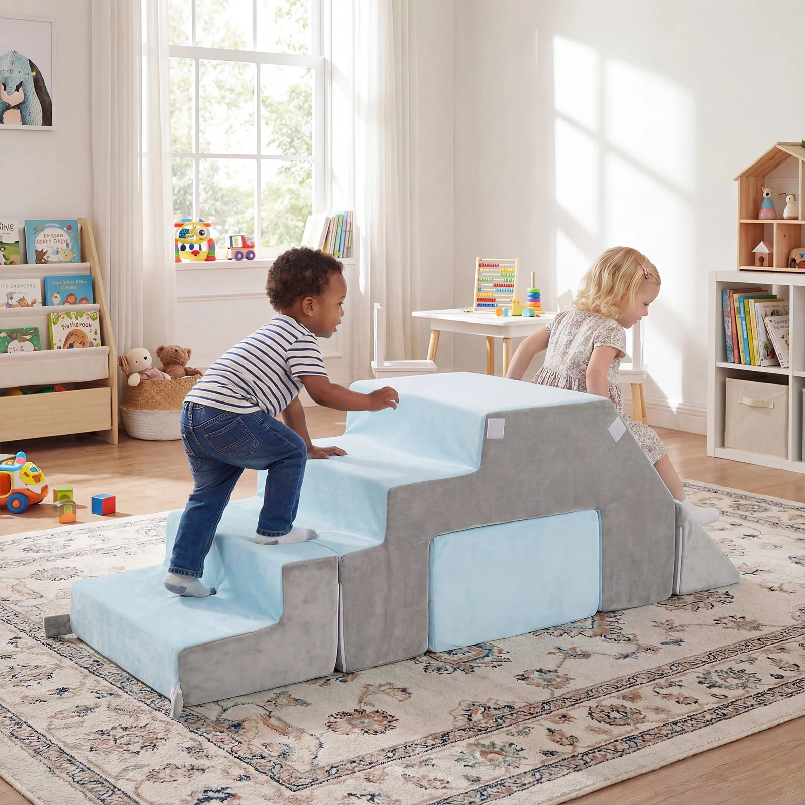 4-in-1 Foam Climbing Blocks with Slide and Stair - Image 2
