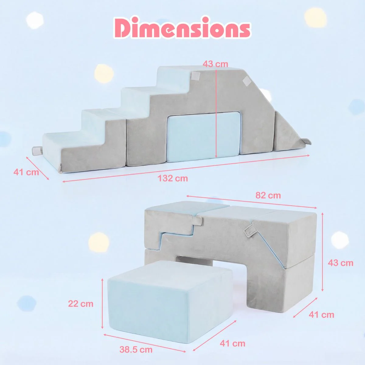 4-in-1 Foam Climbing Blocks with Slide and Stair - Image 3
