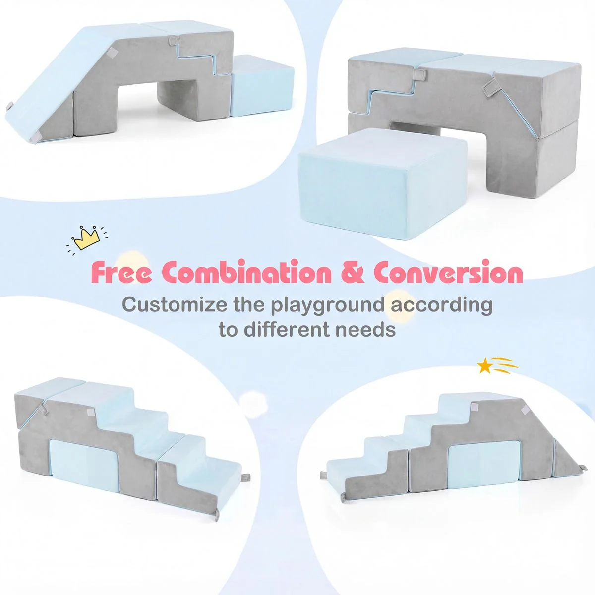 4-in-1 Foam Climbing Blocks with Slide and Stair - Image 5